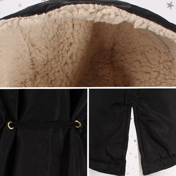 Fur Lined Hood Long Padded Zip Up Jacket Black - Picture 6 of 9